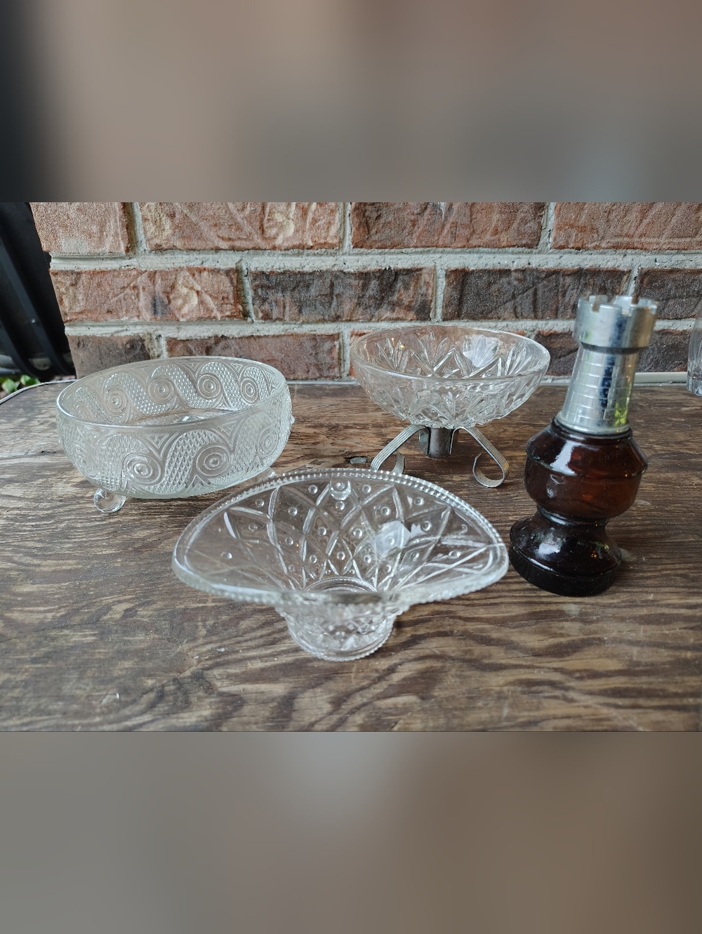 Vintage Avon Clear Glass Candy Dishes and Decorative Bottle